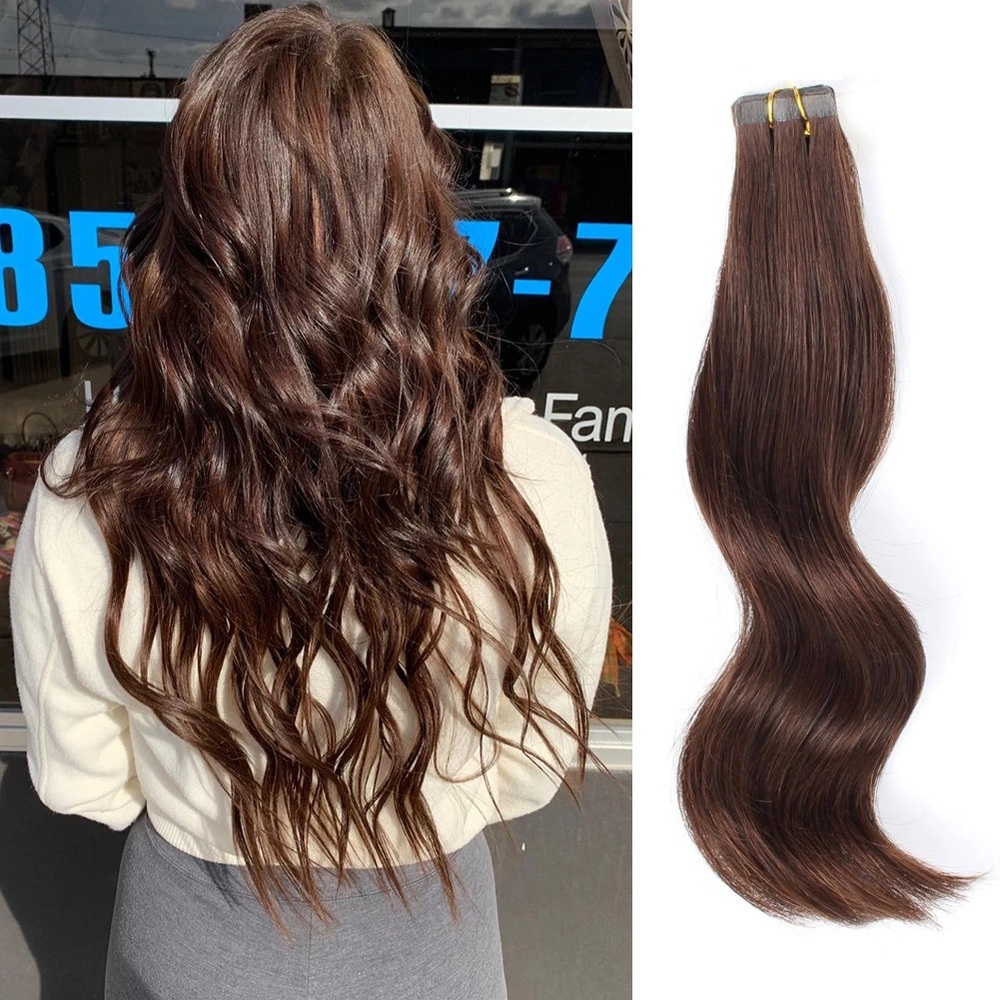100%Human hair tapein hair extension brown